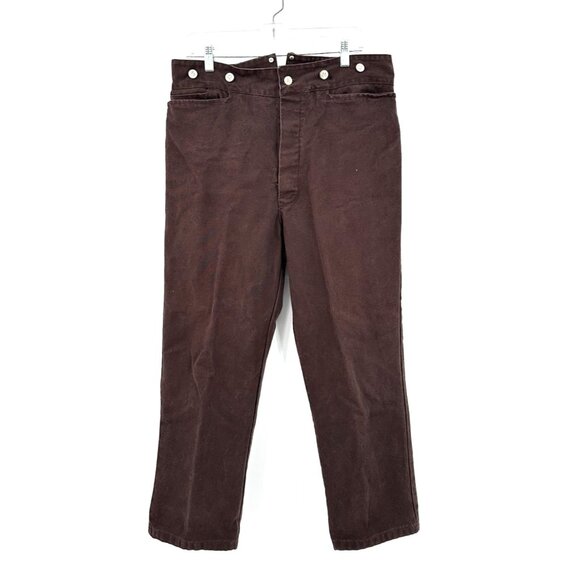 vintage WAH MAKER frontier pants trousers canvas western back buckle brown 36 - Picture 2 of 9
